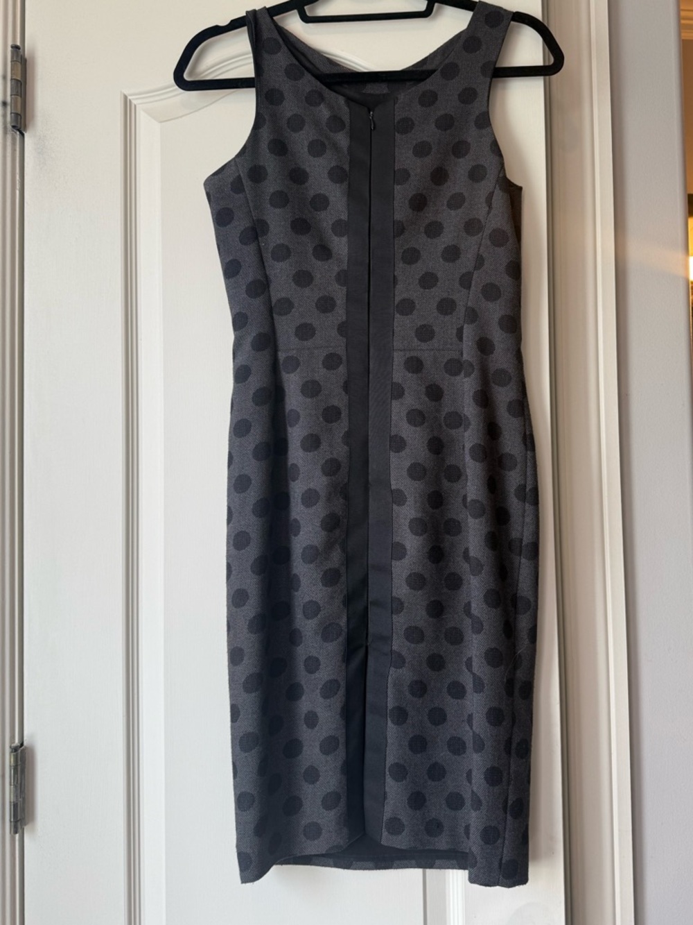 Emporio Armani Black Polka Dot Midi Sheath Dress - Picture 2 of 5